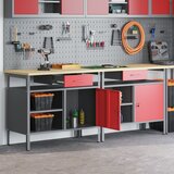 vidaXL Set 2 Rdeča Jeklo Velika Shramba klop Pravokotna | Shoptok.si
