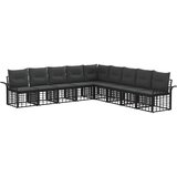  Set vanjskih sofa s jastukom 9 pcs Crna i tamno siva Poliester | shoptok.hr