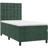 vidaXL Box spring postelja z vzmetnico temno zelena 100x200 | Shoptok.si