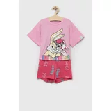 United Colors Of Benetton Dječja pamučna pidžama x Looney Tunes boja: ružičasta, s tiskom