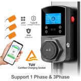  Punjač za električni auto Type 2 SMART Wallbox - Socket 22kW- 32A (trofazni) u