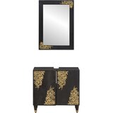  Set ormarića za kupaonicu Zidne 2 pcs Crna Čvrsto drvo manga | Eponuda.com