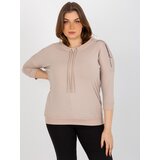 Fashion Hunters Women's blouse plus size with 3/4 sleeves - beige | Shoptok.si