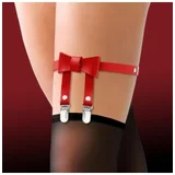 Cinderella Garter with Bow Tie Vegan Leather Red