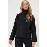 Trend Alaçatı Stili Women's Black Stand Collar Shoulder Snap 2 Yarn Blouse Cijene