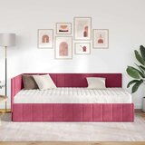 vidaXL Kotna postelja z vzmetnico vinsko rdeča 100 x 200 cm Žamet | Shoptok.si