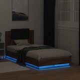 Maison Chic Posteljni okvir - Enojna postelja - Postelja za odrasle z vzglavjem in LED rjavi hrast 75x190 cm, (21696318) | Shoptok.si