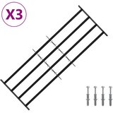  Sigurnosna rešetka za prozore s 4 poprečne šipke 3 kom. Crna 93-174 cm | shoptok.hr