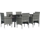  7-dijelni vrtni blagovaonski set s jastucima sivo-crni | shoptok.hr