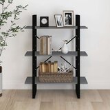 vidaXL ormarić za knjige s 3 razine sivi 80x30x105 cm masivna borovina | shoptok.hr