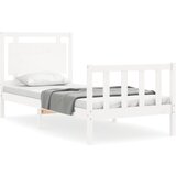 The Living Store Posteljni okvir z vzglavjem bel trden les - Posteljni Okvir, (21501420) | Shoptok.si