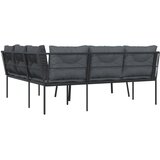  Set vrtnih sofa s jastucima crni od čelika i tekstilena | shoptok.hr