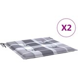  Jastuci za vrtne stolice 2 kom sivi karirani 40x40x4 cm tkanina | shoptok.hr