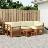  Set vanjskih sofa 7 kom. Prirodna i krem Čvrsto drvo akacije | shoptok.hr