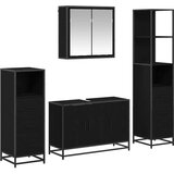 vidaXL Komplet pohištva za kopalnico 4 pcs Črni hrast 90 x 33 x 60 cm | Shoptok.si