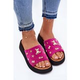 VINCEZA Women's Suede Slippers With Pins Fuchsia 66741 | Shoptok.si