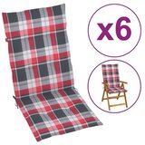 Jastuci za stolice 6 kom crveni karirani 120x50x3 cm od tkanine | shoptok.hr