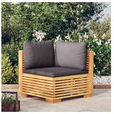  Kutna vrtna sofa s tamnosivim jastucima od masivne tikovine | shoptok.hr
