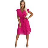 numoco basic Numoco pleated dress with neckline and ruffles on the shoulders | Shoptok.si
