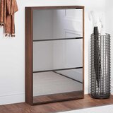 Ormarić za cipele s ogledalom 3razine Smeđi hrast 63x17x102,5cm | shoptok.hr