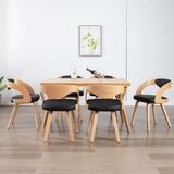  Blagovaonske stolice od savijenog drva i umjetne kože 6 kom crne | shoptok.hr