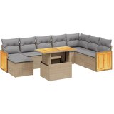 Maison Chic Seti vrtnega pohištva - Vrtna garnitura 9-delna z blazinami bež poli ratan, (21796238) | Shoptok.si