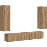  Komplet TV omaric 3 pcs Umetni hrast Konstruiran les - - Rjava - 57.21 - 30 x 31 x 100 cm - 2025-vidaXL-Uvoz_2 | Shoptok.si