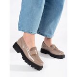 GOODIN Beige patent leather loafers for women on a platform | shoptok.hr
