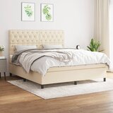 The Living Store Box spring postelja z vzmetnico krem 160x200 cm blago - Box Spring Postelja, (21514039) Cene