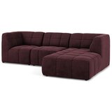 Makamii Bordo rdeča žametna kotna sedežna garnitura (desni kot/z ležalnikom) Aloha – | Shoptok.si