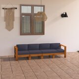 The Living Store Vrtni kavč štirised s temno sivimi blazinami akacijev les - Vrtni Kavč, (21471265) Cene