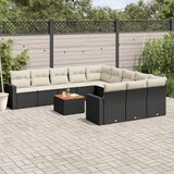 12-dijelni set vrtnih sofa od poliratana s jastucima crni | shoptok.hr