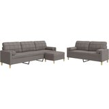 vidaXL 3-dijelni set sofa s tabureom i jastucima smeđesivi tkanina | shoptok.hr