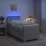  Krevet s box springom, madracem i LED-om Svjetlosiva Baršun | shoptok.hr