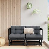  Kutne sofe s jastucima 2 kom crne od masivne borovine | shoptok.hr