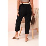 Kesi Włoski Women's linen cotton pants with a belt black | shoptok.hr
