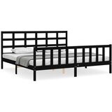 vidaXL Posteljni okvir z vzglavjem črn 200x200 cm trden les, (20735059) Cene