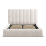 Micadoni Home Kremno bela oblazinjena zakonska postelja s prostorom za shranjevanje z letvenim dnom 180x200 cm Kelp – | Shoptok.si