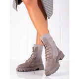 SHELOVET Brown suede tied workers