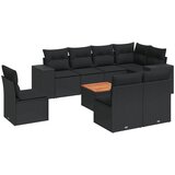 vidaXL 9-dijelni set vrtnih sofa s jastucima crni od poliratana | shoptok.hr