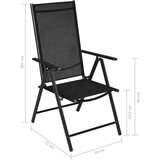  5-dijelni vrtni blagovaonski set od aluminija i tekstilena crni | shoptok.hr