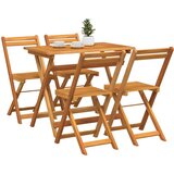 Bistro set 5 pcs Prirodna nafta Čvrsto drvo akacije | shoptok.hr