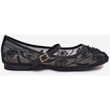 Boto Mesh Ballet Flats With Embroidery And Decoration Black Tillilora | Shoptok.si