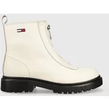 Tommy Jeans Kožne gležnjače Zip Boot za žene, boja: bijela, s platformom