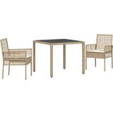  Set 2 Bež PE ratan, prašno lakirano jeklo, kaljeno steklo Majhna | Shoptok.si