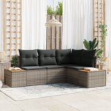  4-dijelni vrtni kauč set s jastučićima sivi poli ratan akacija | shoptok.hr