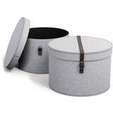 Bigso Box of Sweden Svetlo sive kartonaste škatle s pokrovom za shranjevanje v kompletu 2 ks ø 37,5x25,5 cm Rut – | Shoptok.si