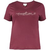 Only Carmakoma Majica 'QUOTE' karminsko rdeča / bela | Shoptok.si