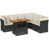  7-dijelni set vrtnih sofa od poliratana s jastucima crni Slike
