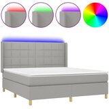  Krevet box spring s madracem LED svjetlosivi 180x200 cm tkanina | shoptok.hr